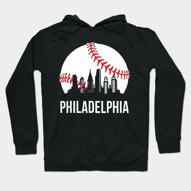 Philadelphia Downtown Baseball Philly Skyline Hoodie by Chicu